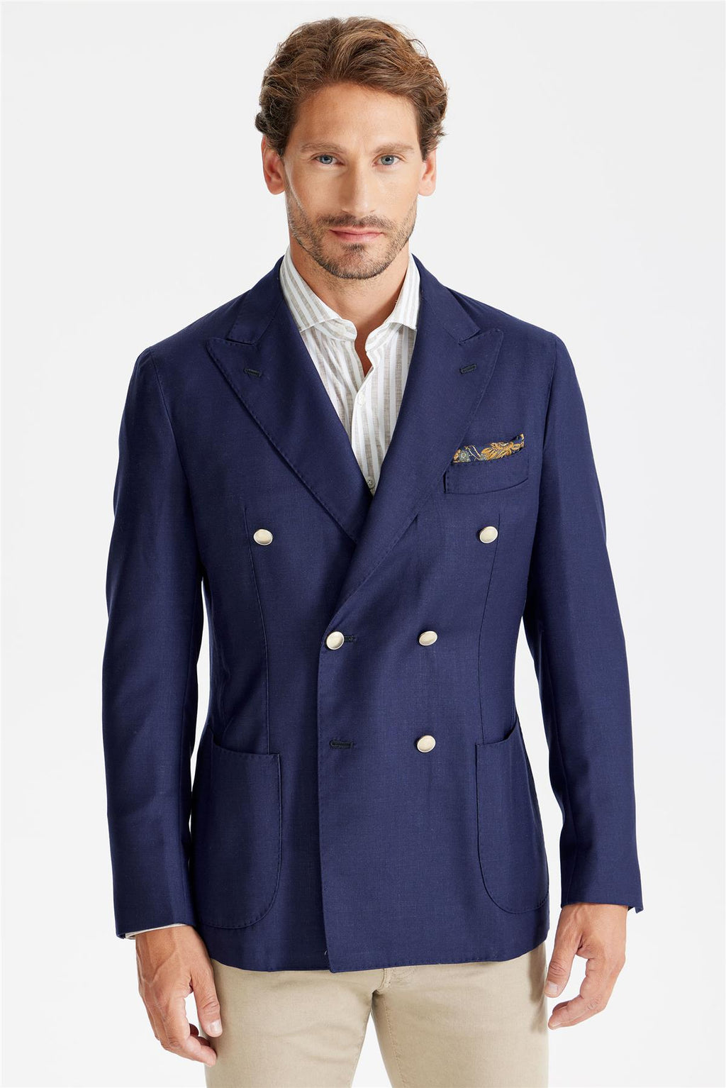 Lacivert Yün Kruvaze Blazer - Image 2