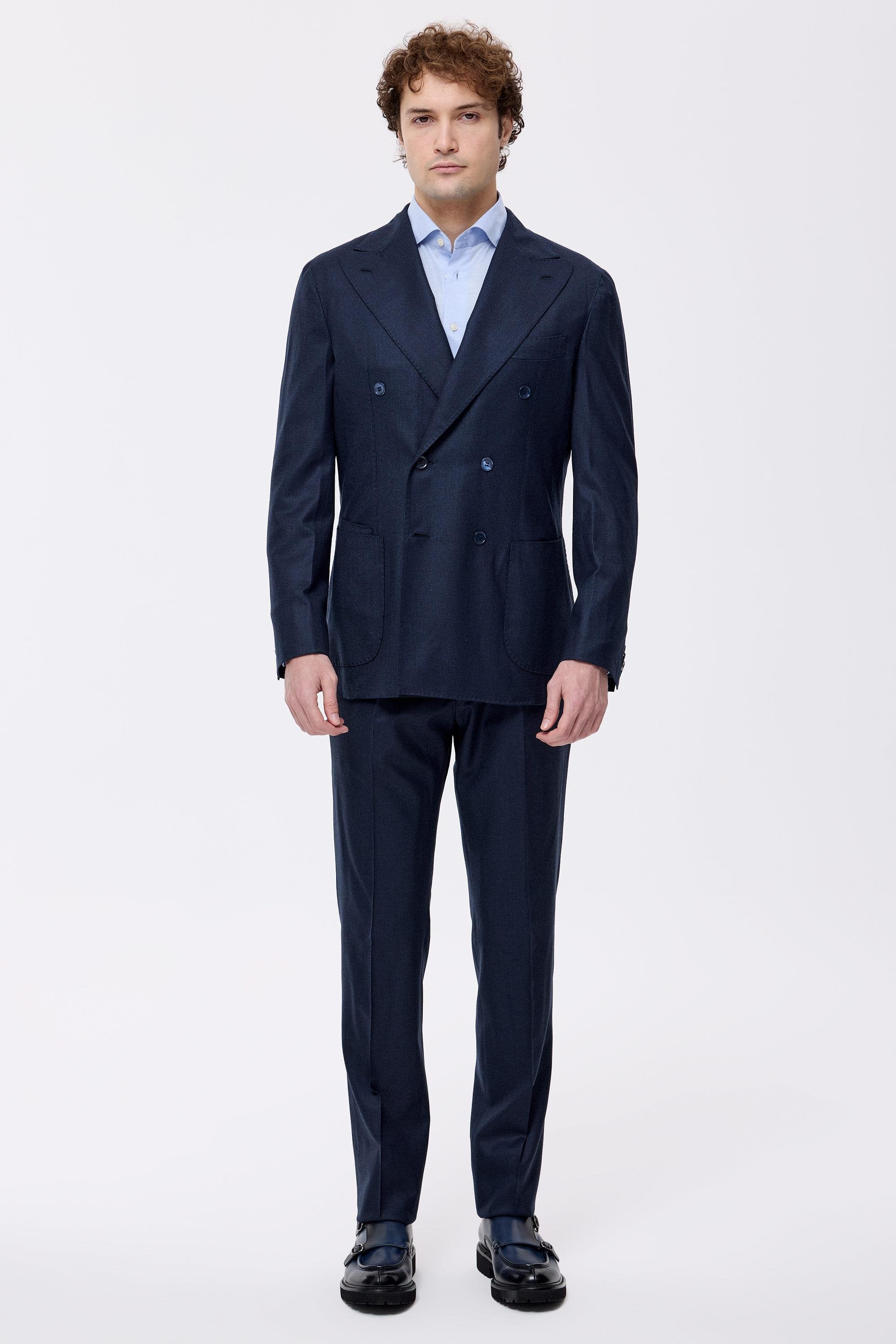 Lacivert Yün Kruvaze Takım Elbise - Image 1