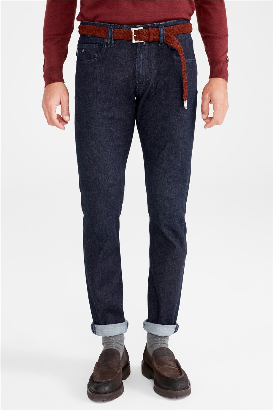Lacivert Yün Pamuk Denim Pantolon - 6
