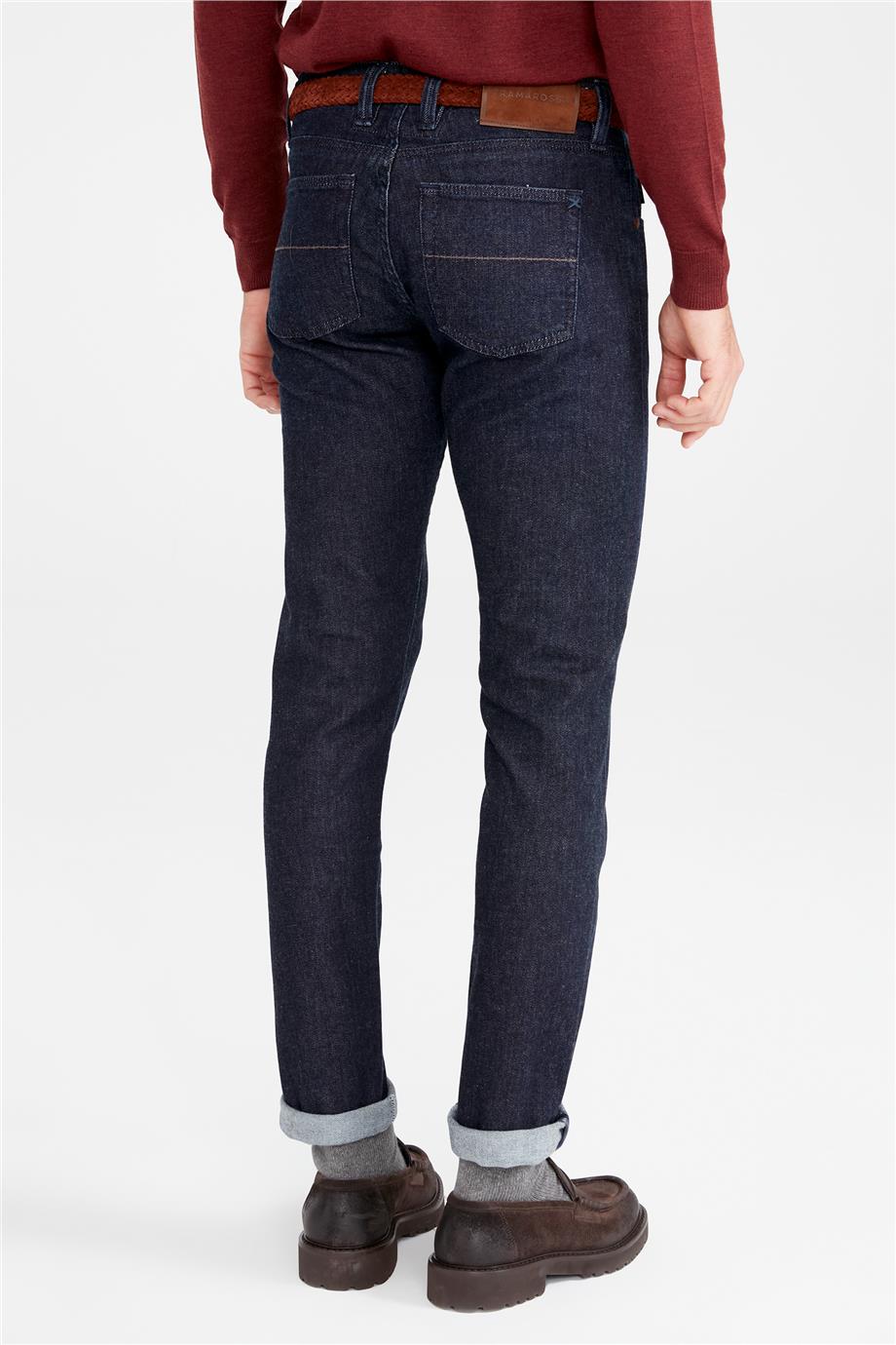 Lacivert Yün Pamuk Denim Pantolon - 9