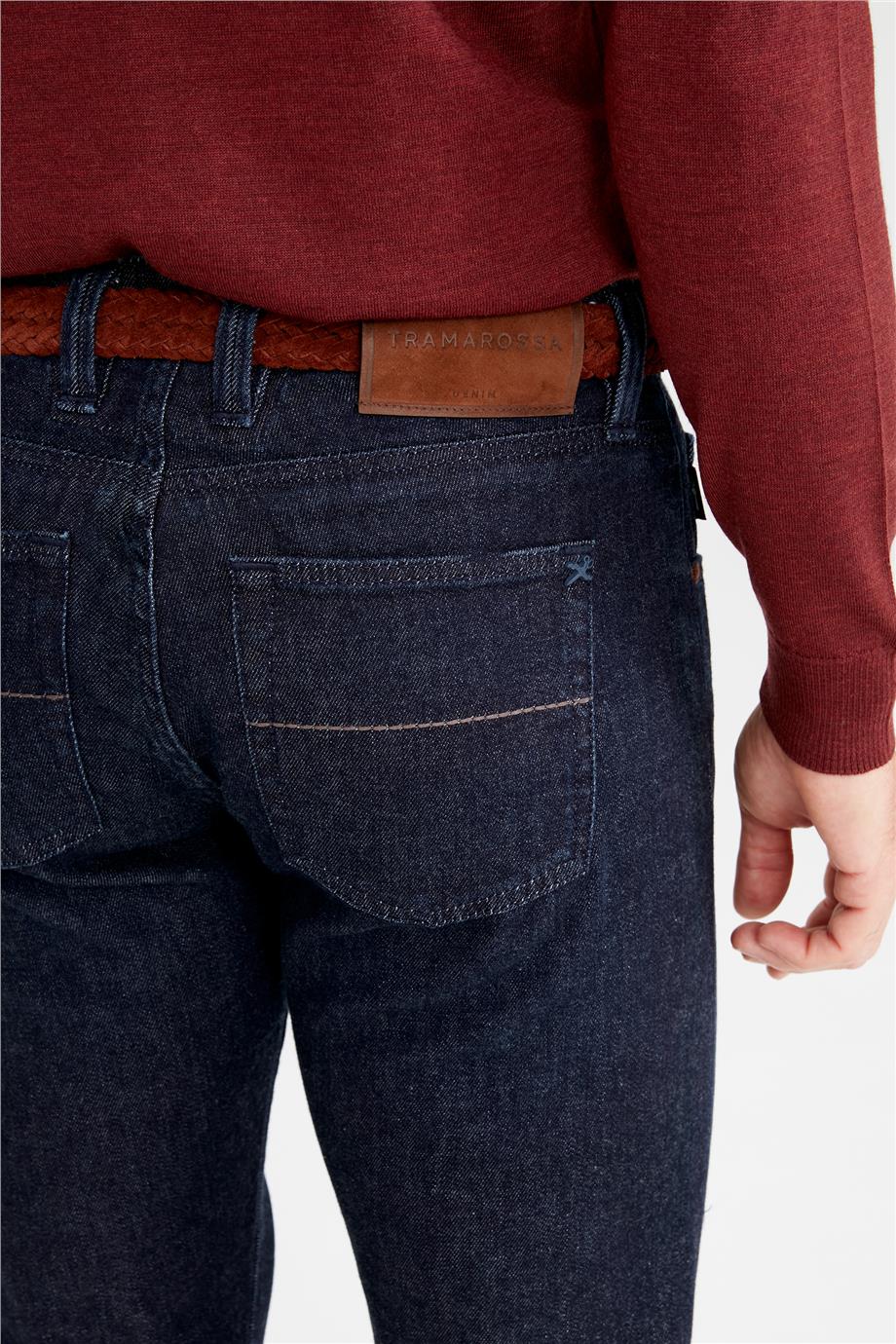 Lacivert Yün Pamuk Denim Pantolon - 8