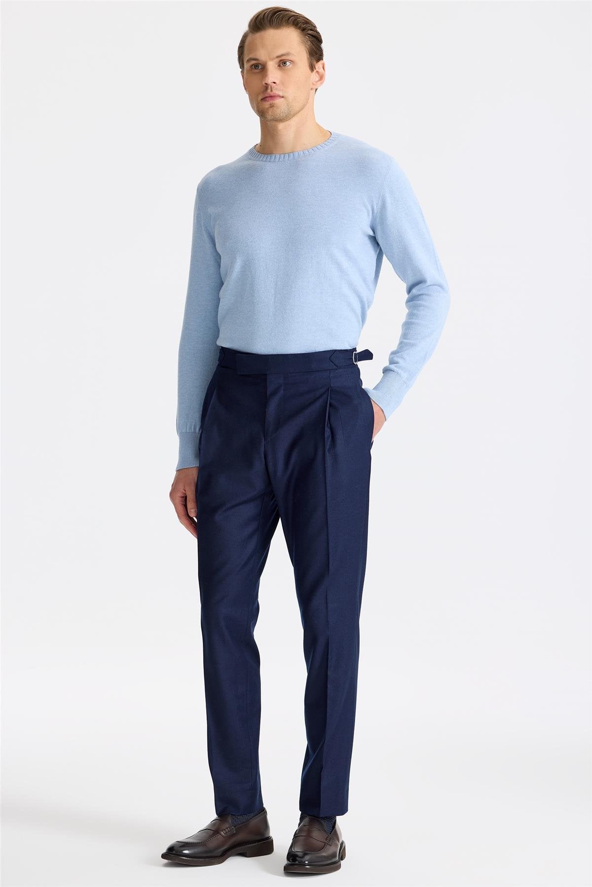 Lacivert Yün Pantolon