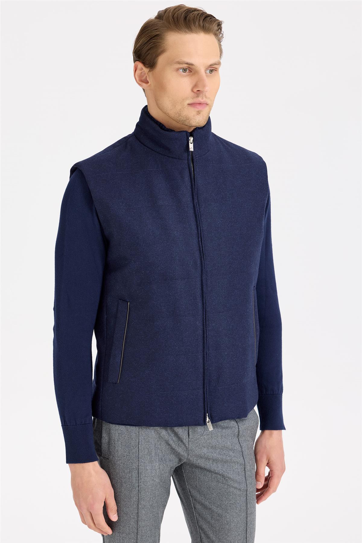 Lacivert Yün Yelek - Image 5