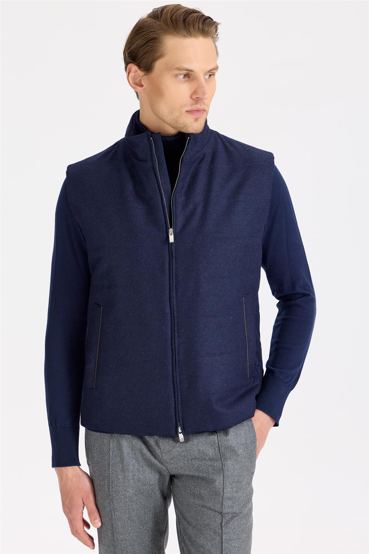 Lacivert Yün Yelek - Image 3