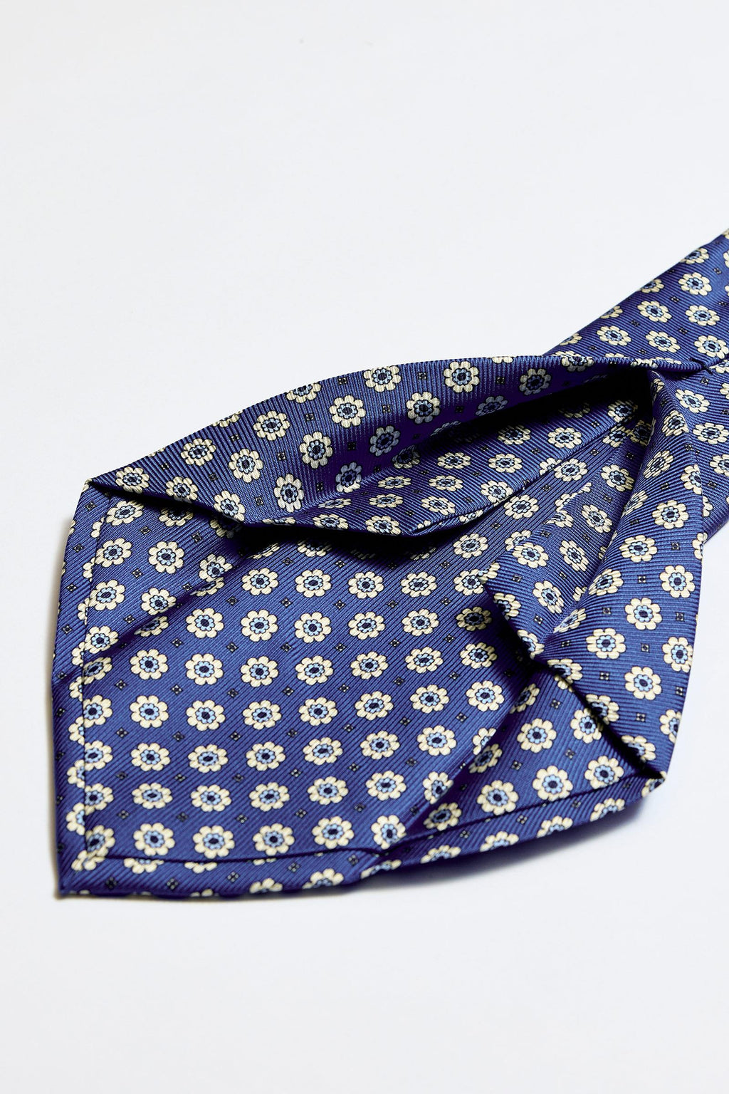 Mavi Beyaz 5 Fold İpek Kravat