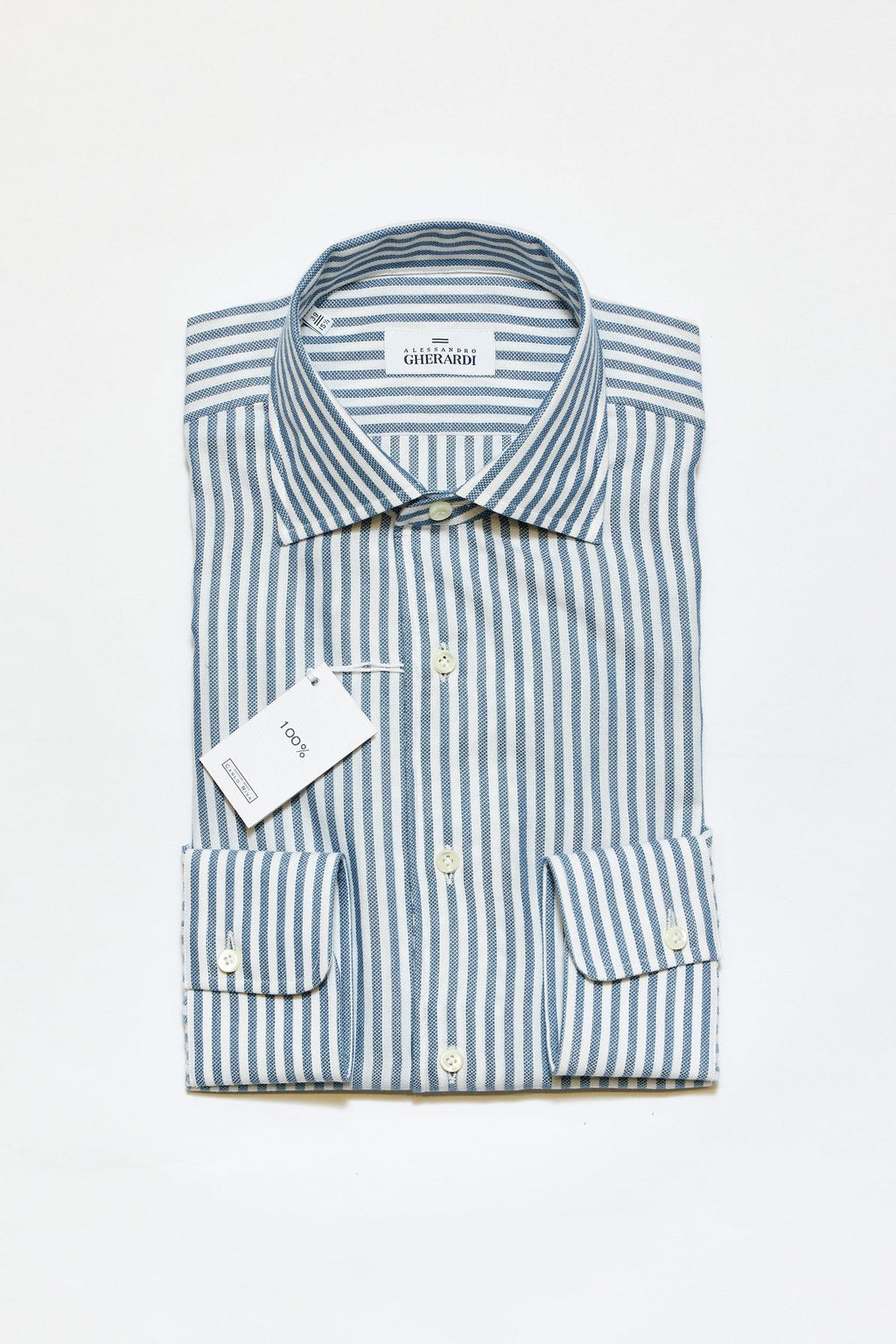 Mavi Beyaz Çizgili One-Piece Pamuk Gömlek