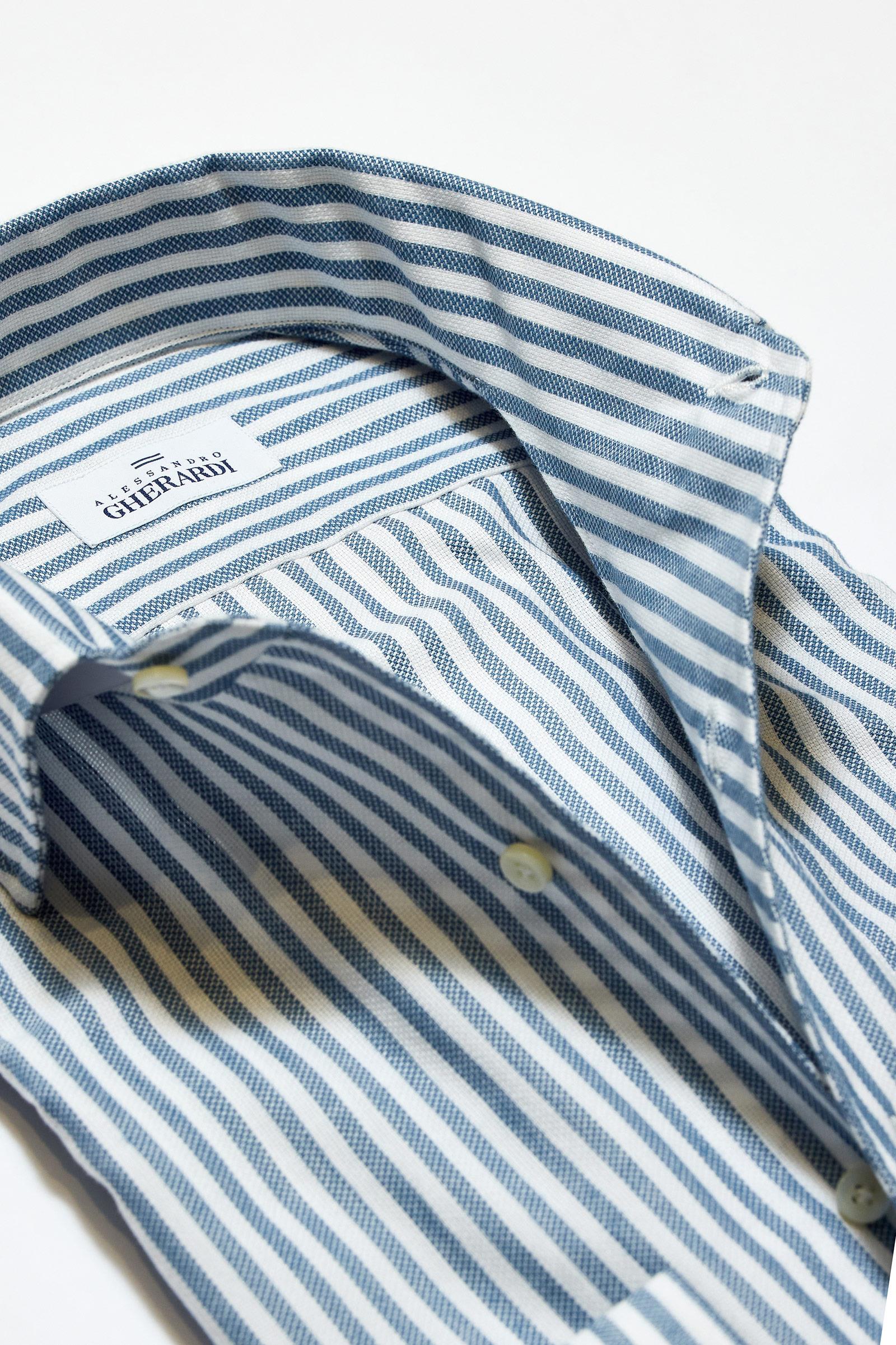 Mavi Beyaz Çizgili One-Piece Pamuk Gömlek