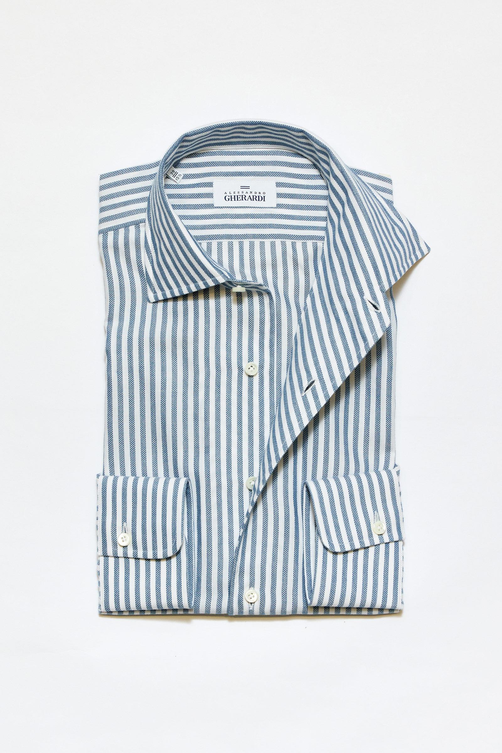 Mavi Beyaz Çizgili One-Piece Pamuk Gömlek