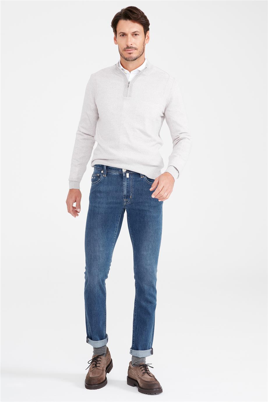 Mavi İpek Lyocell Denim Pantolon - 4