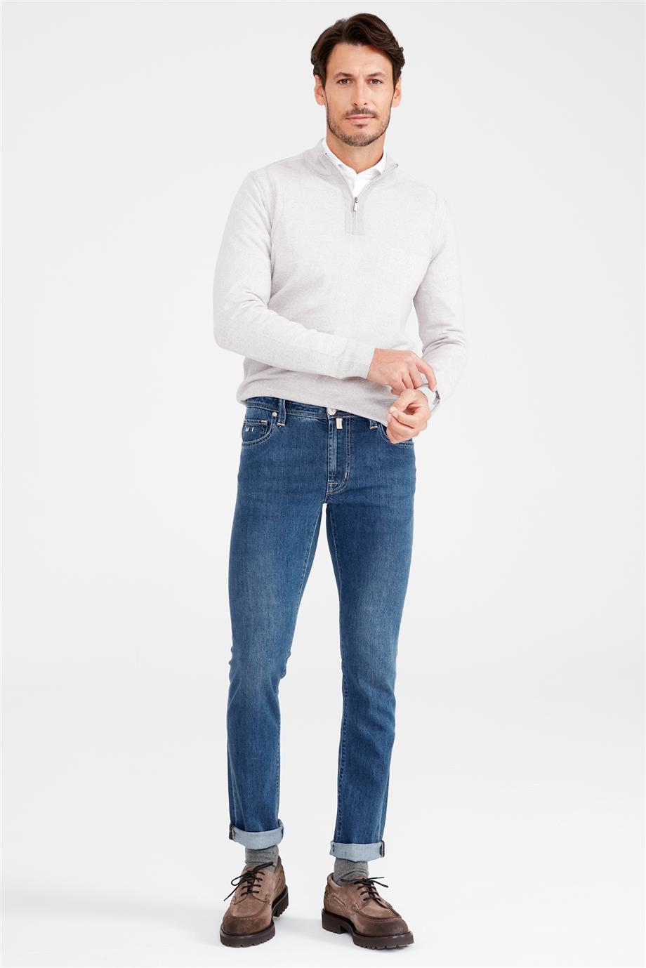 Mavi İpek Lyocell Denim Pantolon - 1