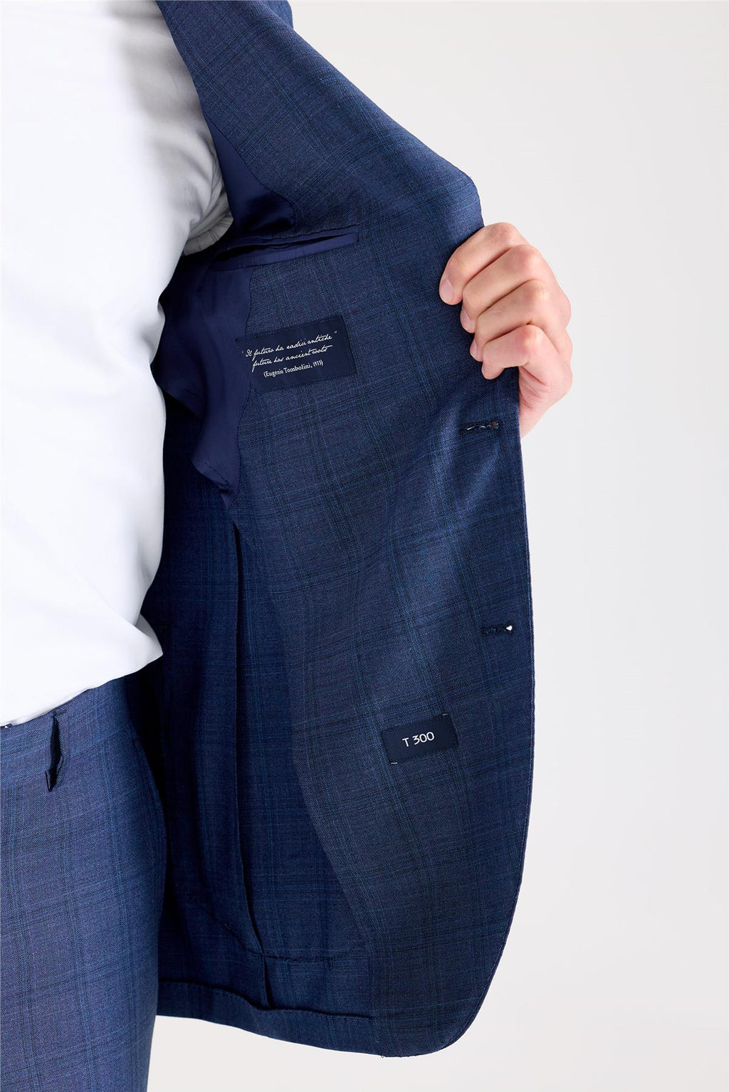 Mavi Kareli Yün Takım Elbise