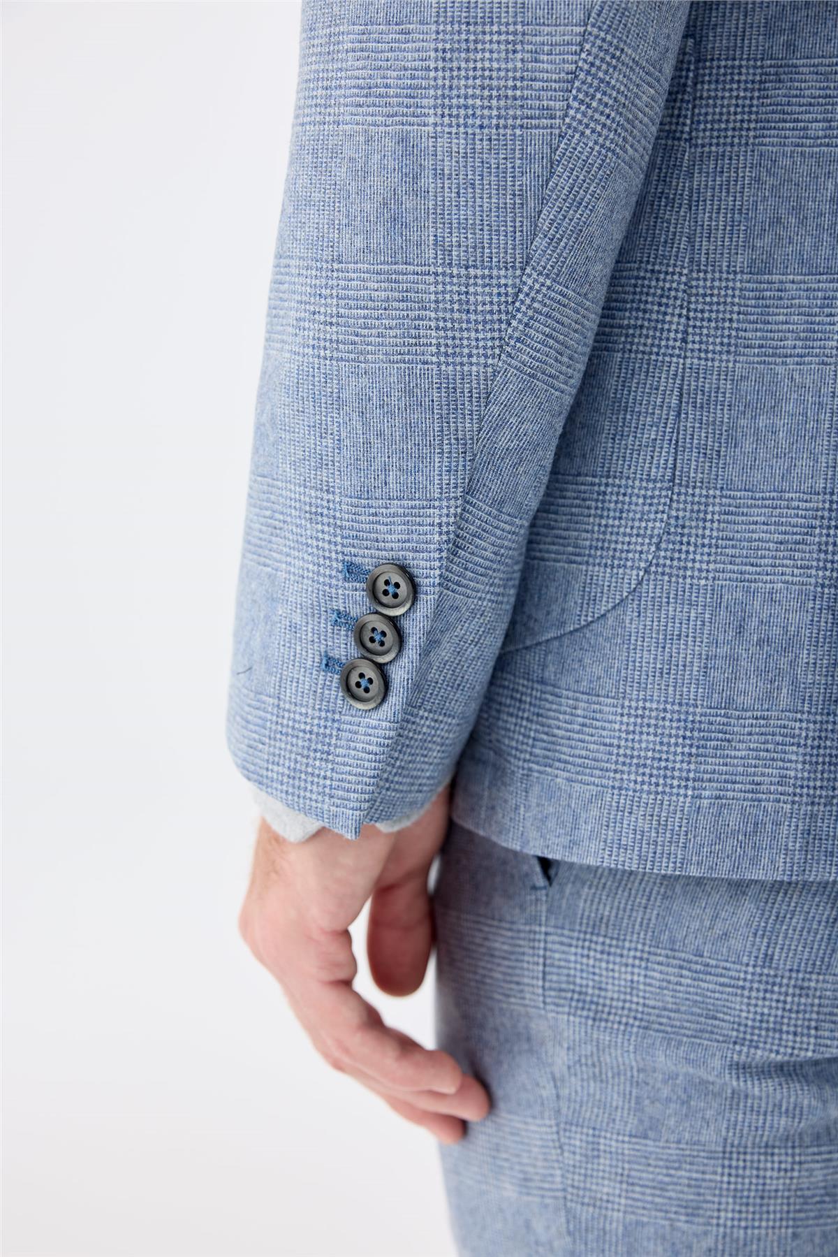 Mavi Kareli Yün Takım Elbise - Image 5