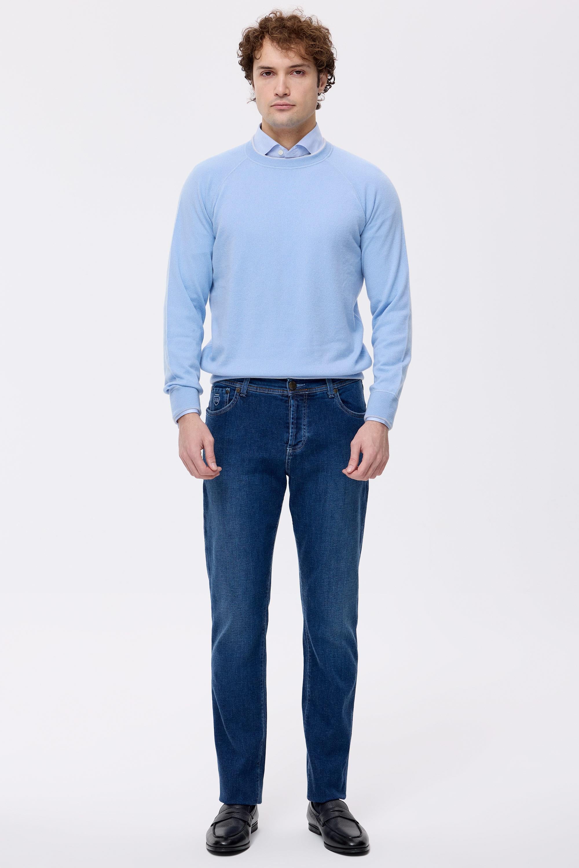 Mavi Kaşmirli Denim Pantolon - 6