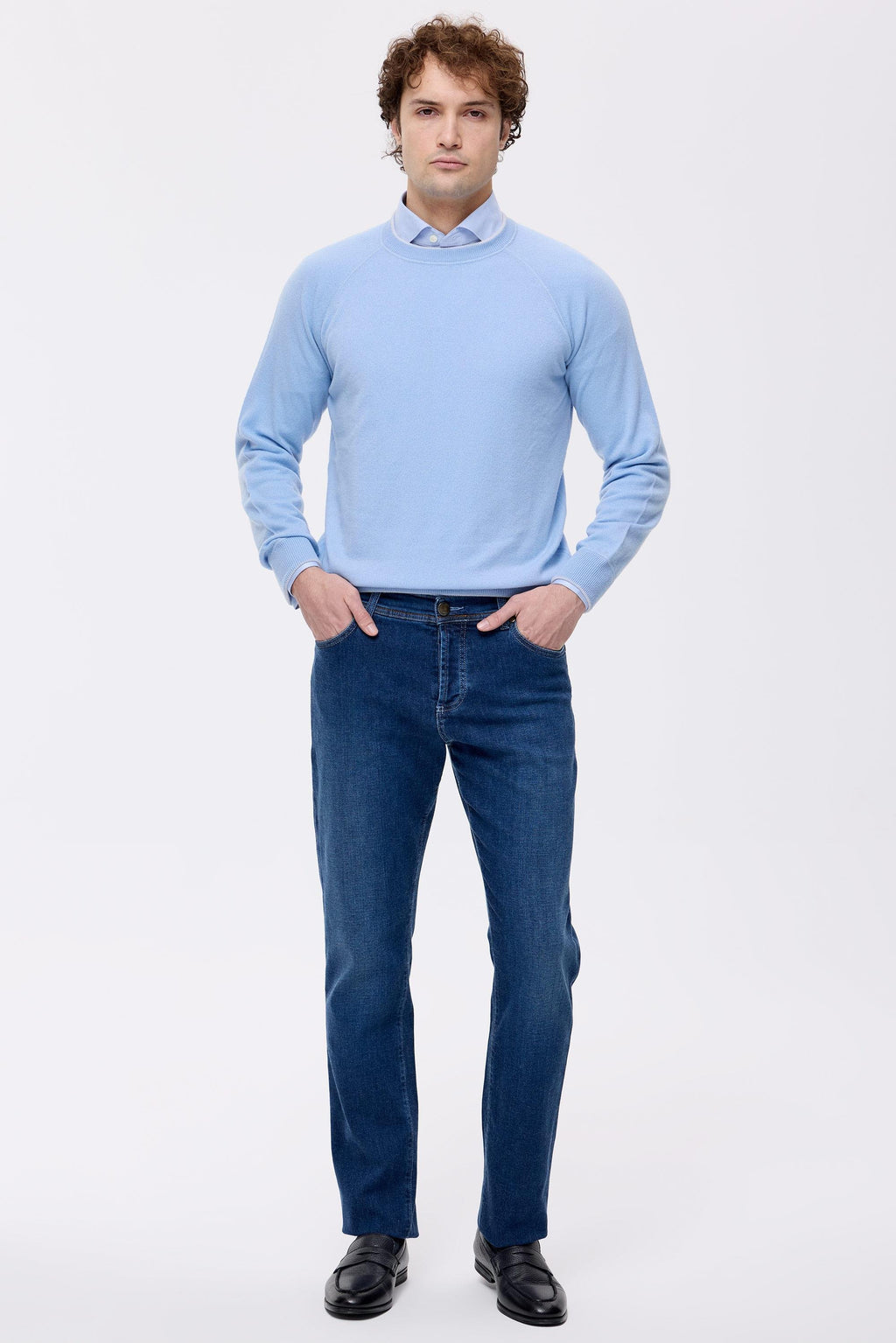 Mavi Kaşmirli Denim Pantolon - Image 1