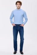 Mavi Kaşmirli Denim Pantolon - Image 1