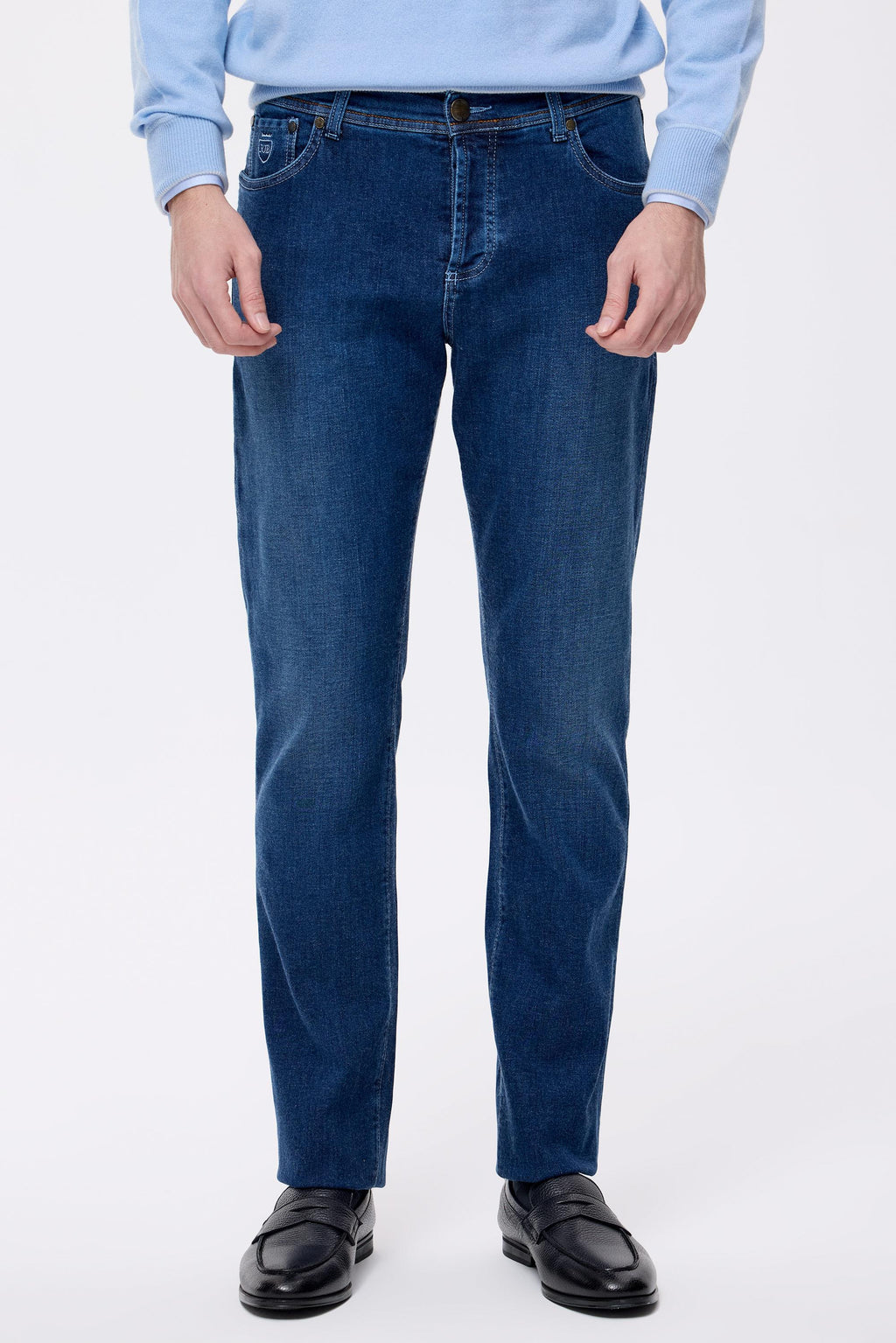 Mavi Kaşmirli Denim Pantolon - 7