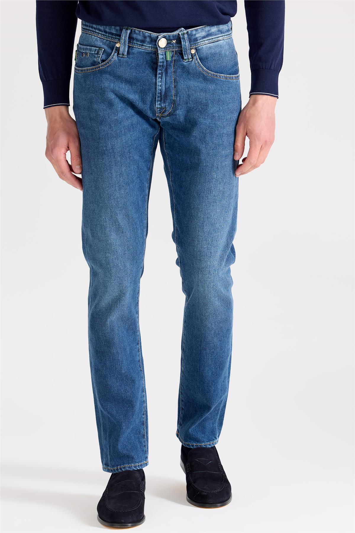 Mavi Kaşmirli Denim Pantolon - 2