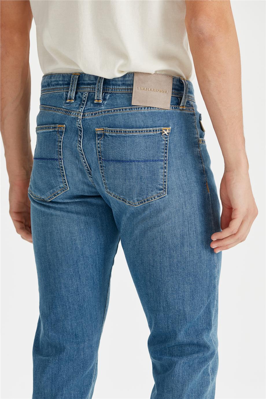 Mavi Keten Karışımlı Denim Pantolon - 8