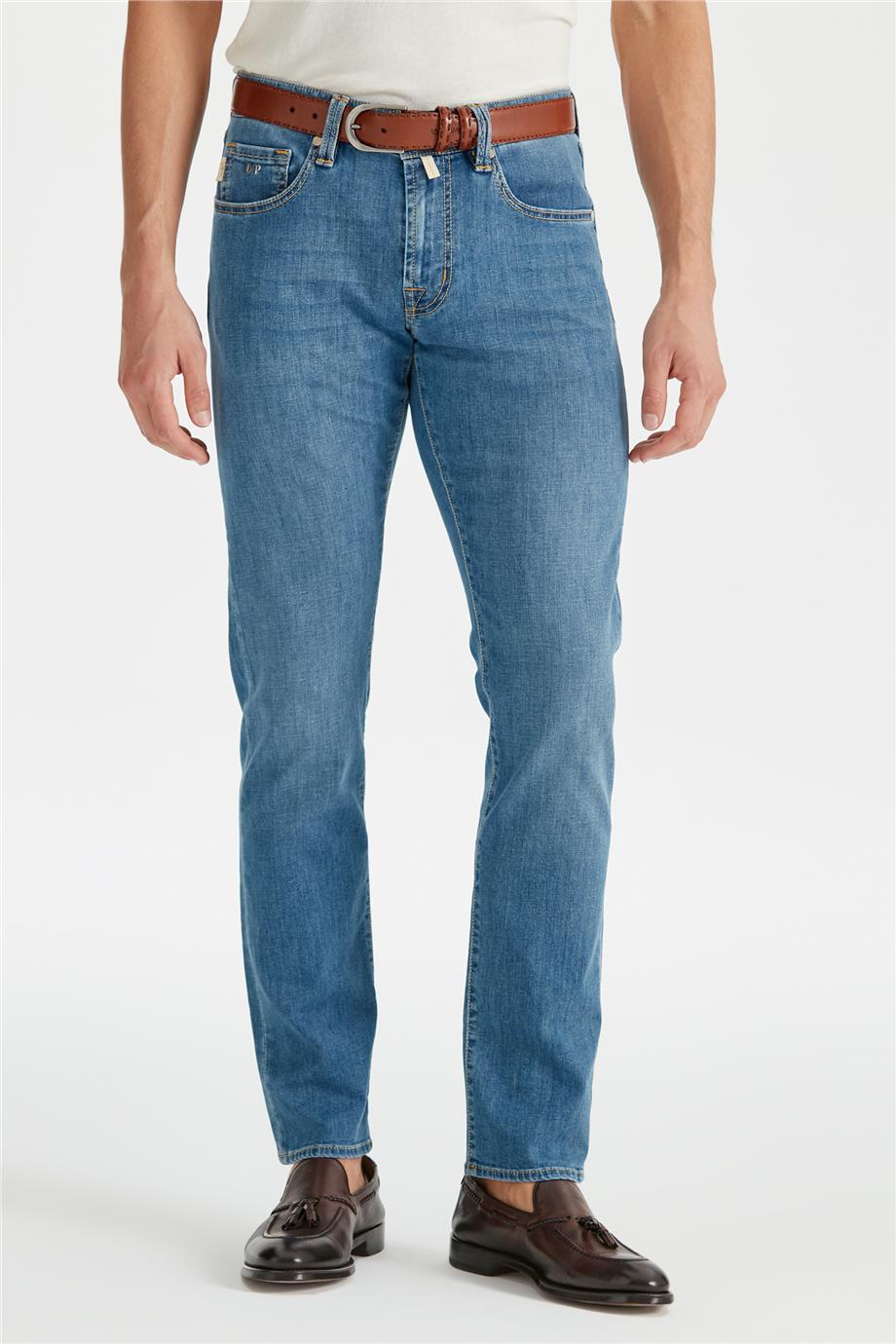 Mavi Keten Karışımlı Denim Pantolon - 3
