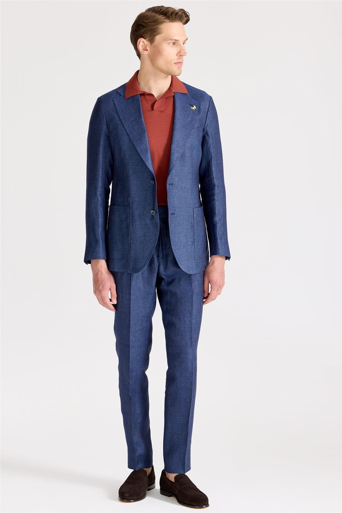 Mavi Keten Takım Elbise - Image 3