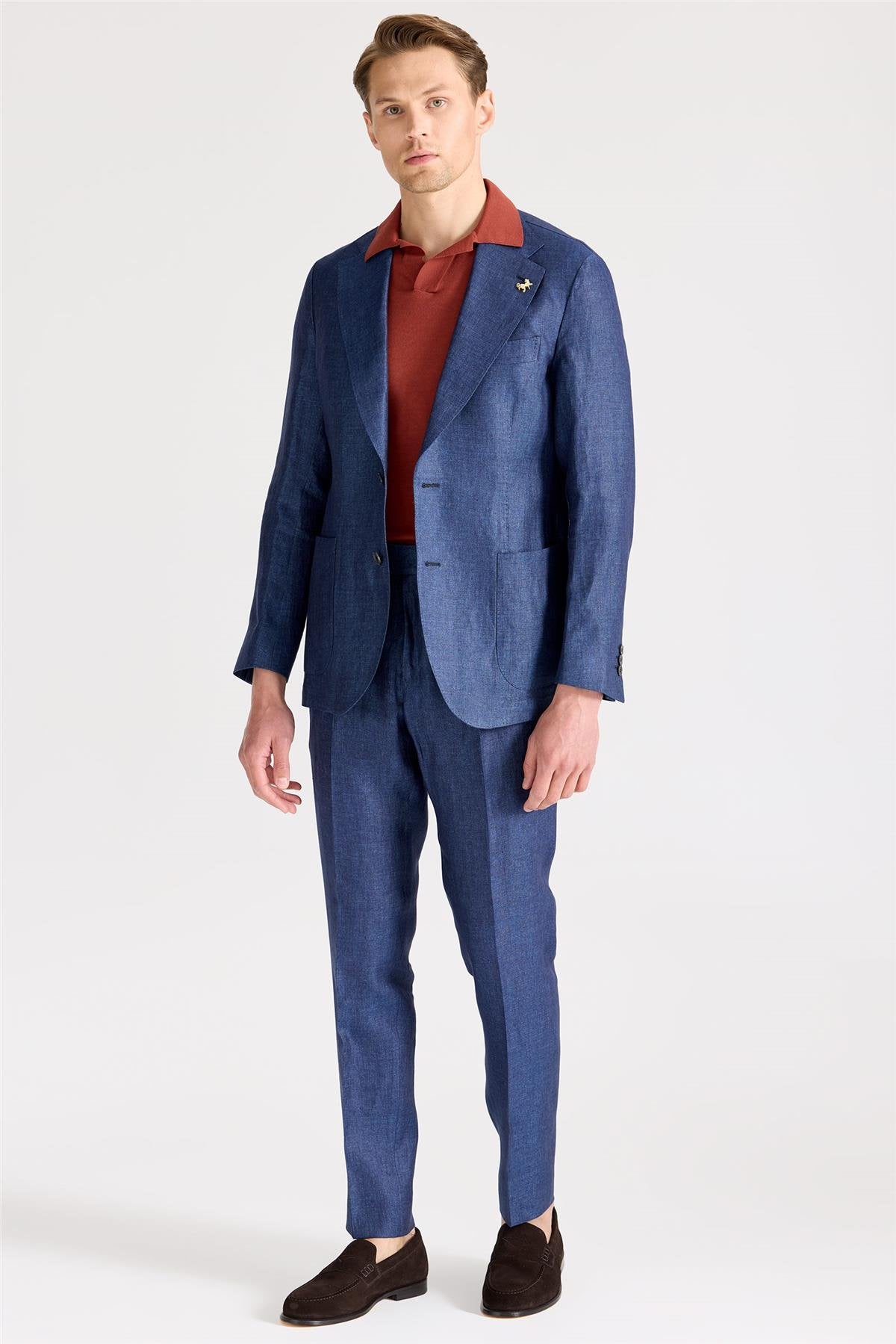 Mavi Keten Takım Elbise - Image 5