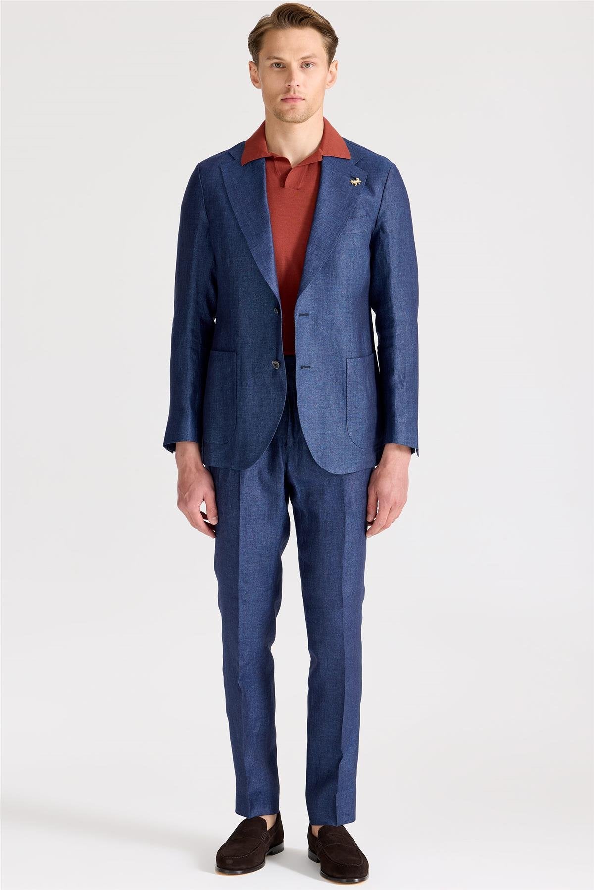 Mavi Keten Takım Elbise - Image 1