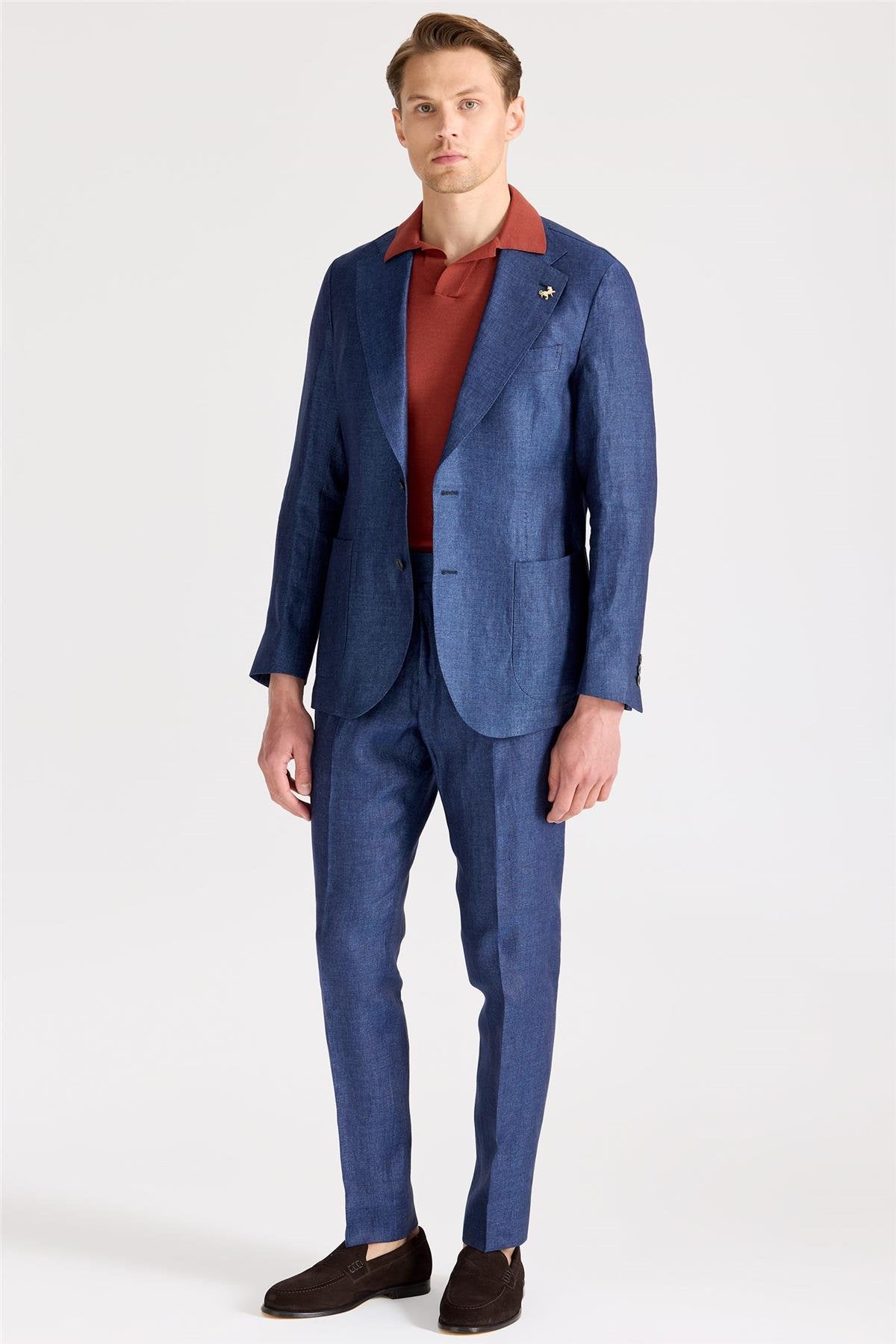 Mavi Keten Takım Elbise - Image 4