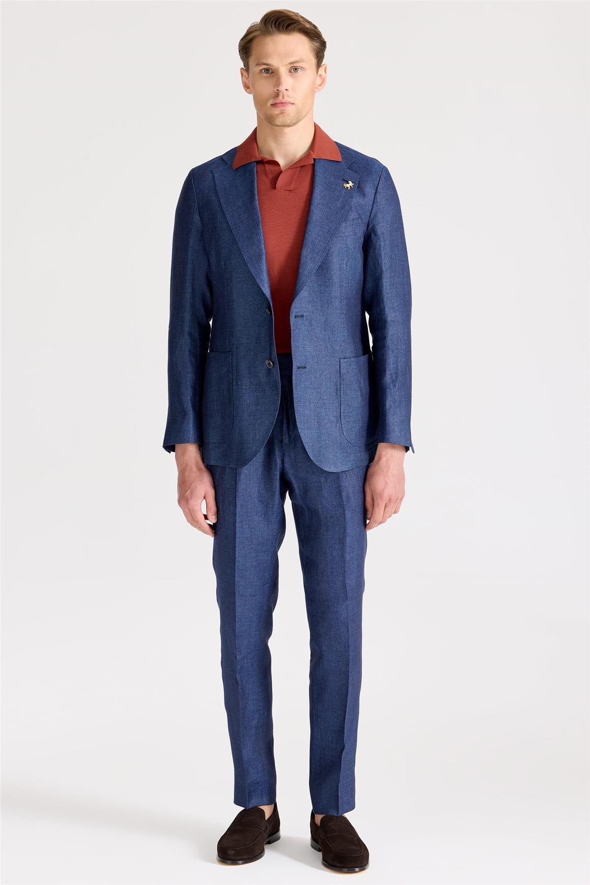 Mavi Keten Takım Elbise - Image 2