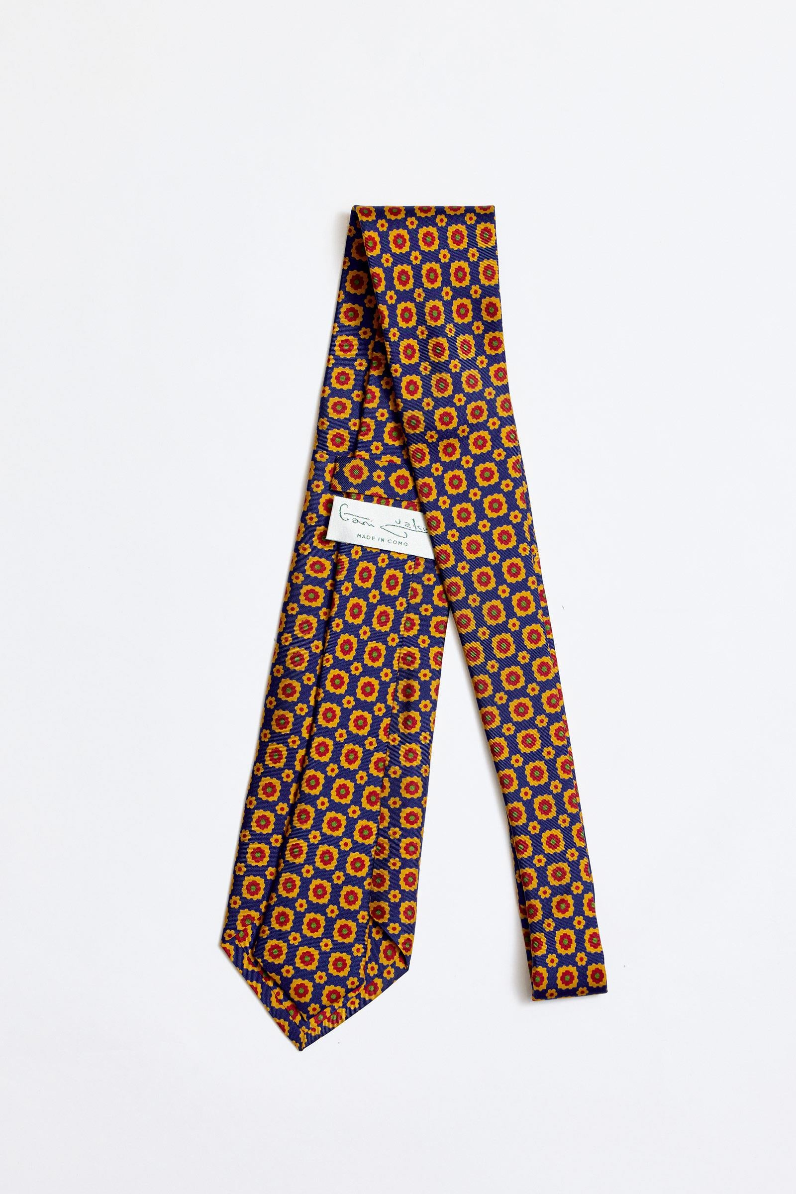 Mavi Kırmızı 5 Fold İpek Kravat