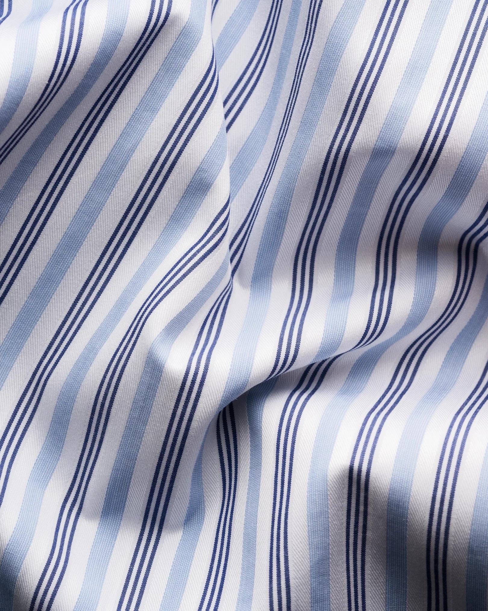 Mavi Lacivert  Çizgili Elevated Pique Gömlek - Image 3