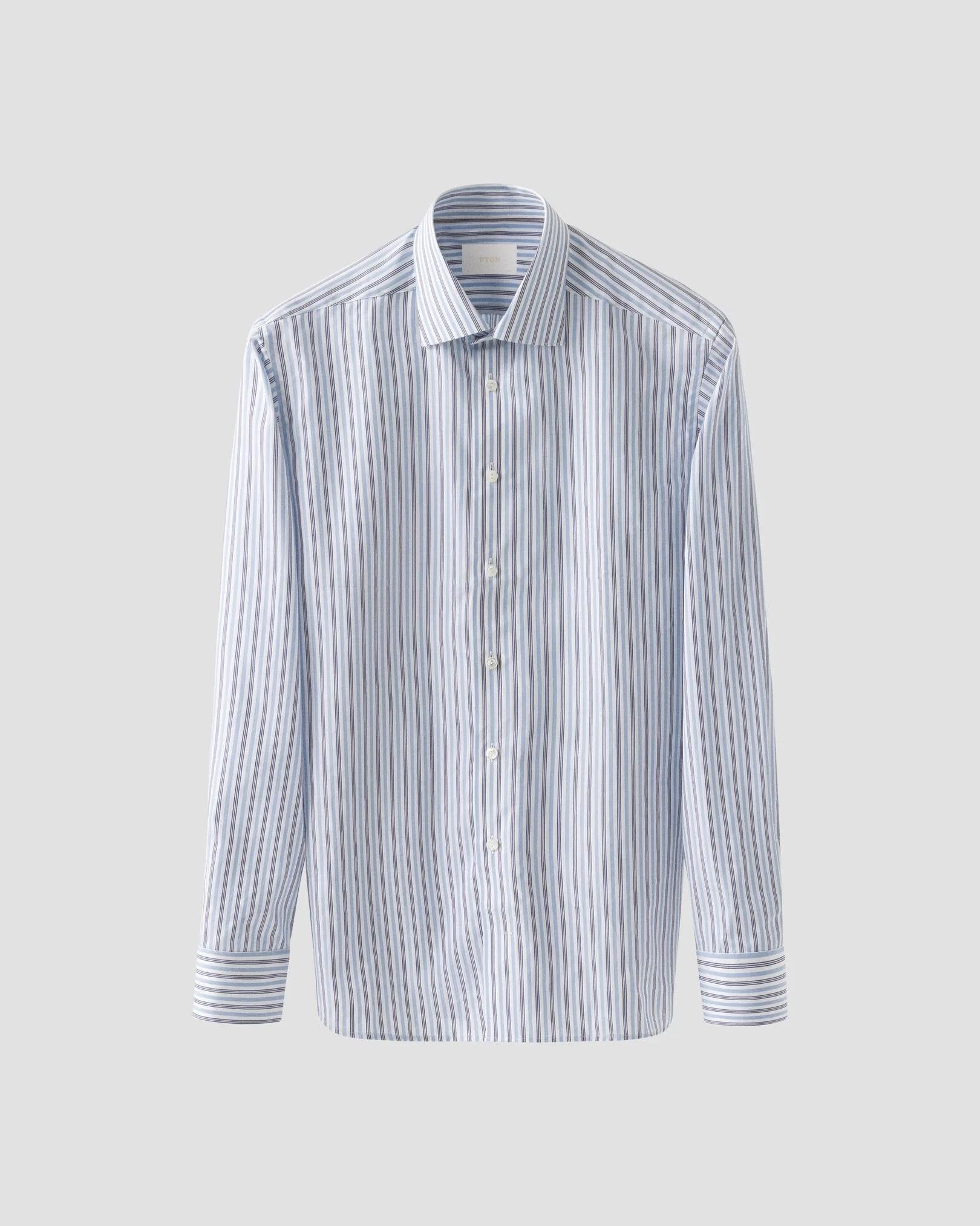 Mavi Lacivert  Çizgili Elevated Pique Gömlek - Image 2
