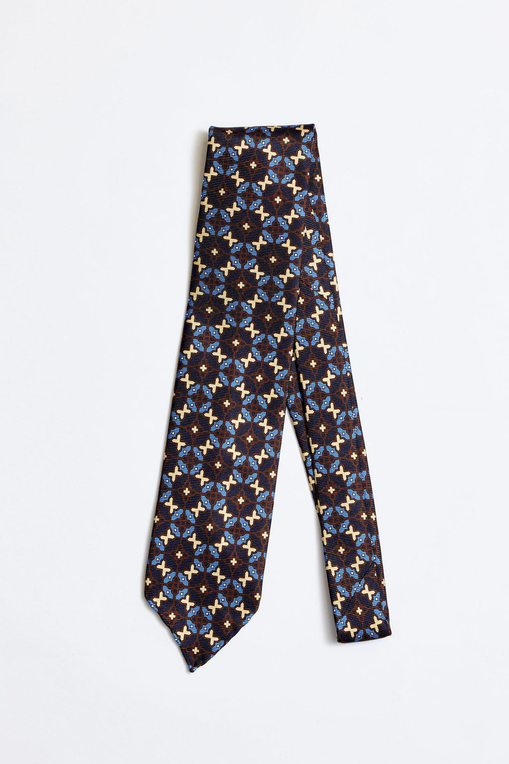 Mavi Lacivert Kahve Astarsız 5 Fold İpek Kravat