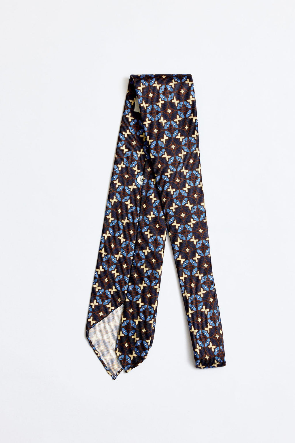 Mavi Lacivert Kahve Astarsız 5 Fold İpek Kravat