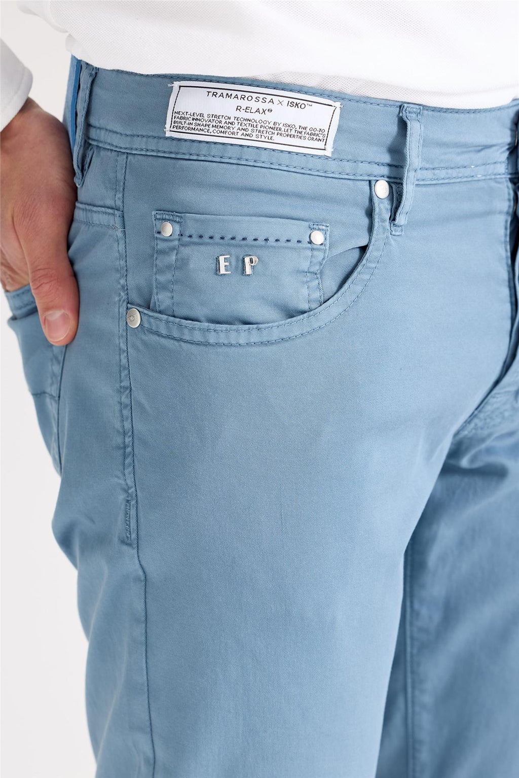 Mavi Pamuk Chino Pantolon - Image 4