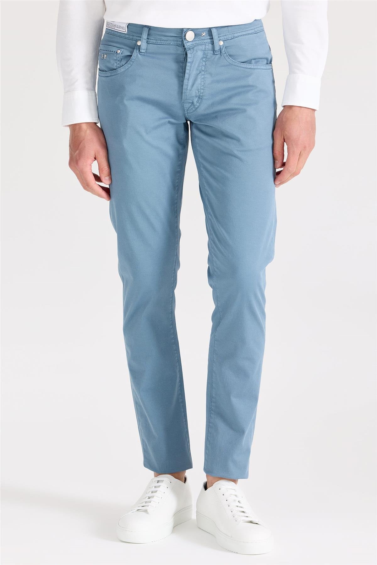 Mavi Pamuk Chino Pantolon - Image 1