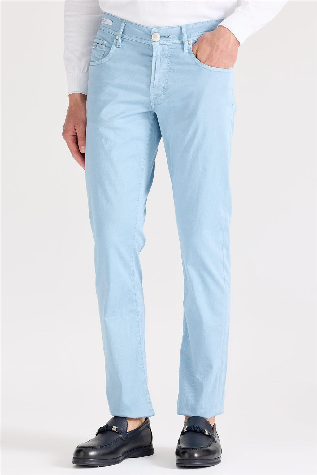 Mavi Pamuk İpek Pantolon - Image 3