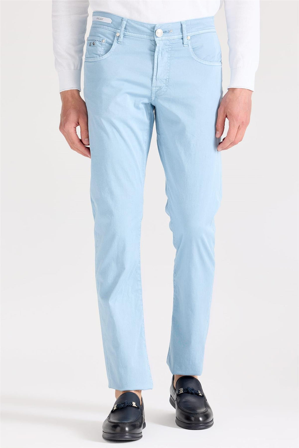 Mavi Pamuk İpek Pantolon - Image 2