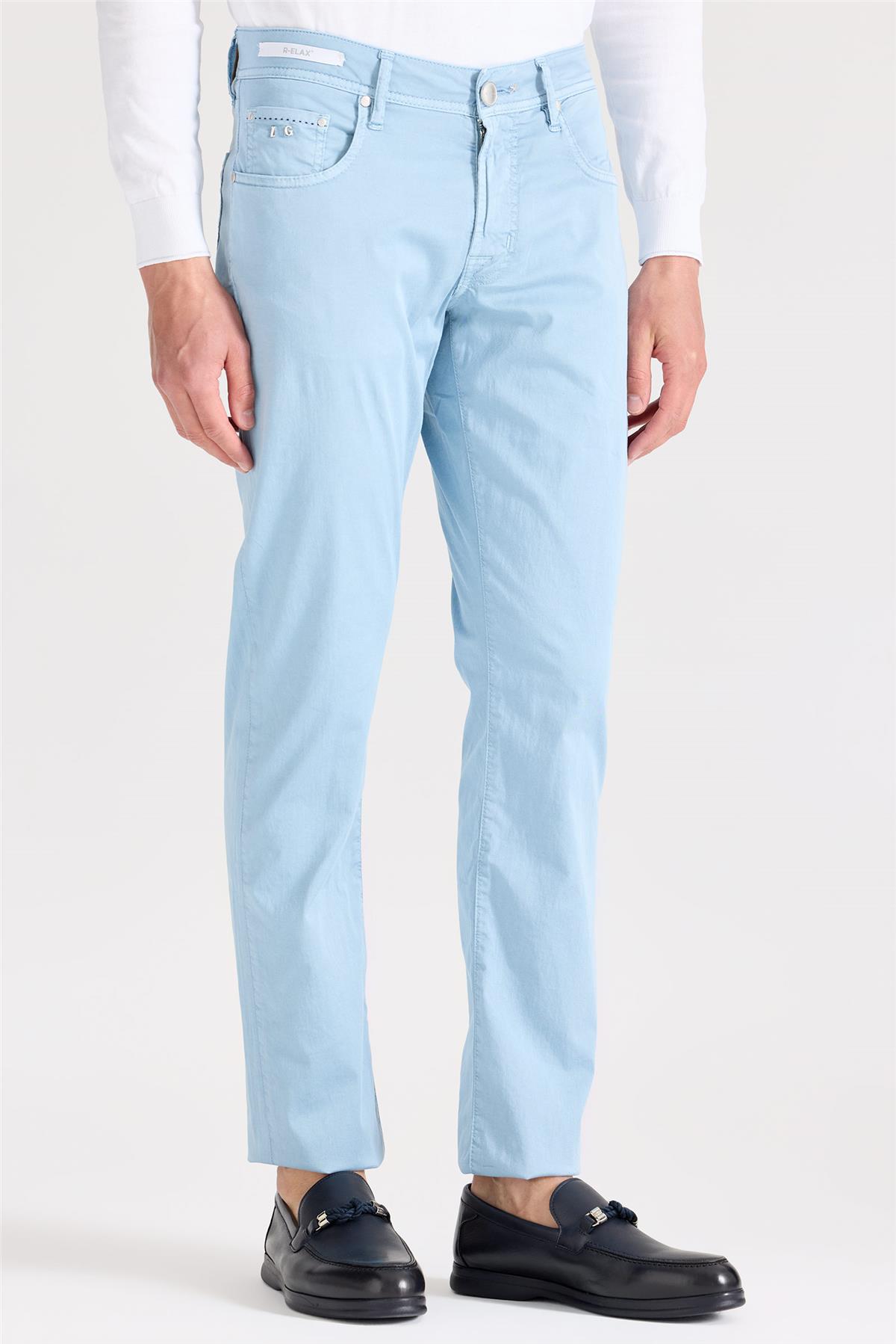 Mavi Pamuk İpek Pantolon - Image 5