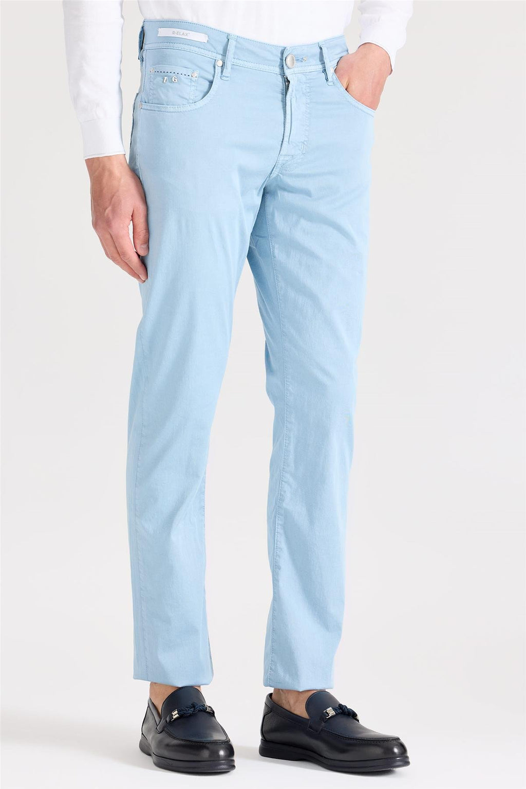 Mavi Pamuk İpek Pantolon - Image 4