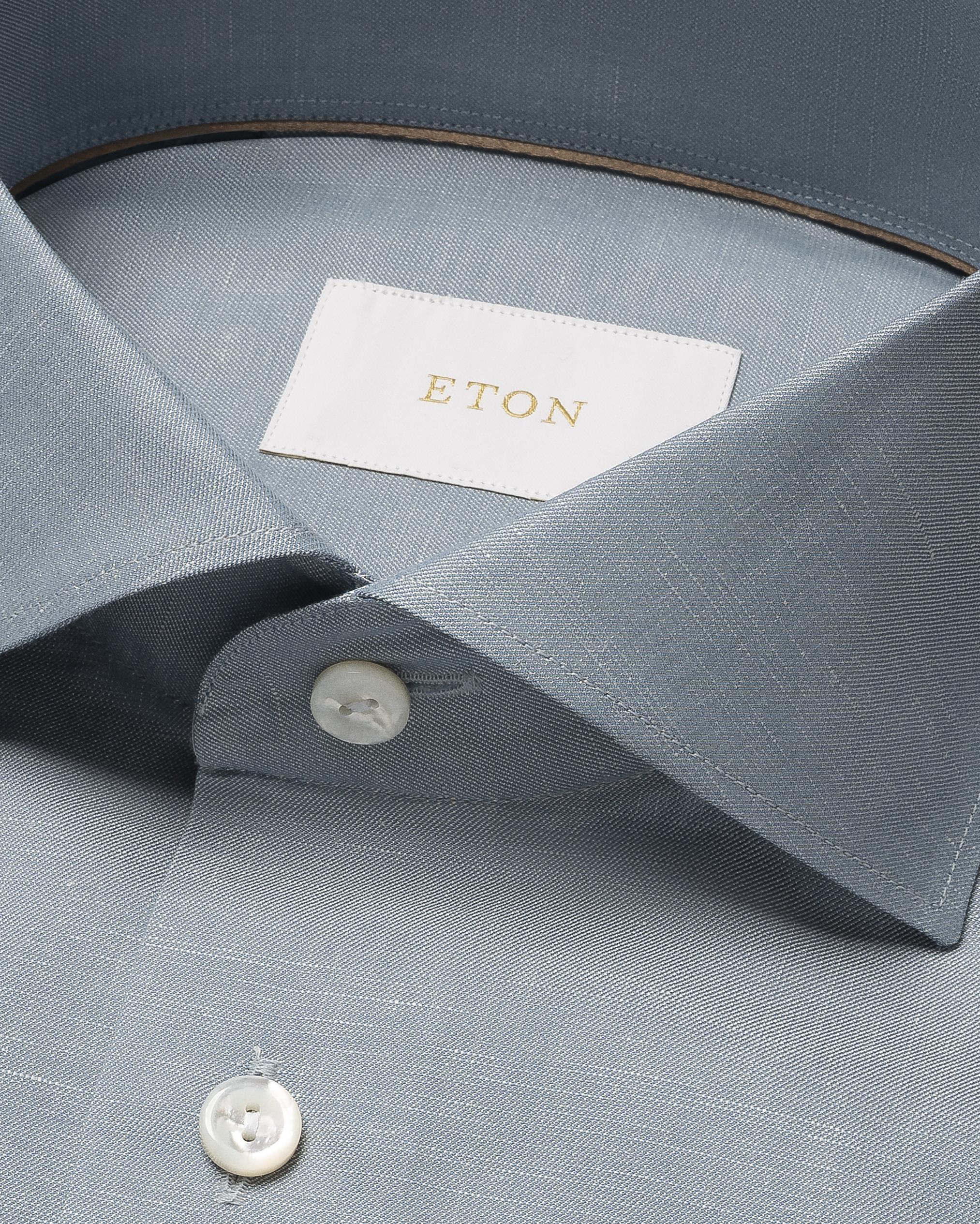 Mavi Pamuk Keten İpek Gömlek - Image 2