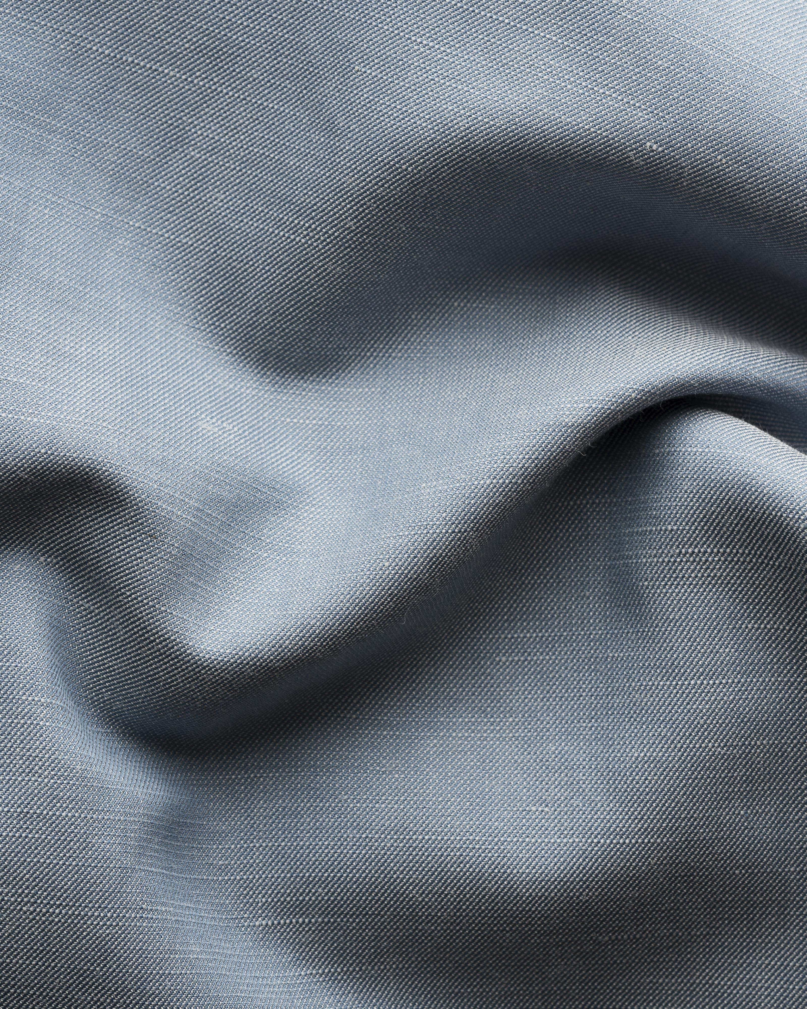 Mavi Pamuk Keten İpek Gömlek - Image 3