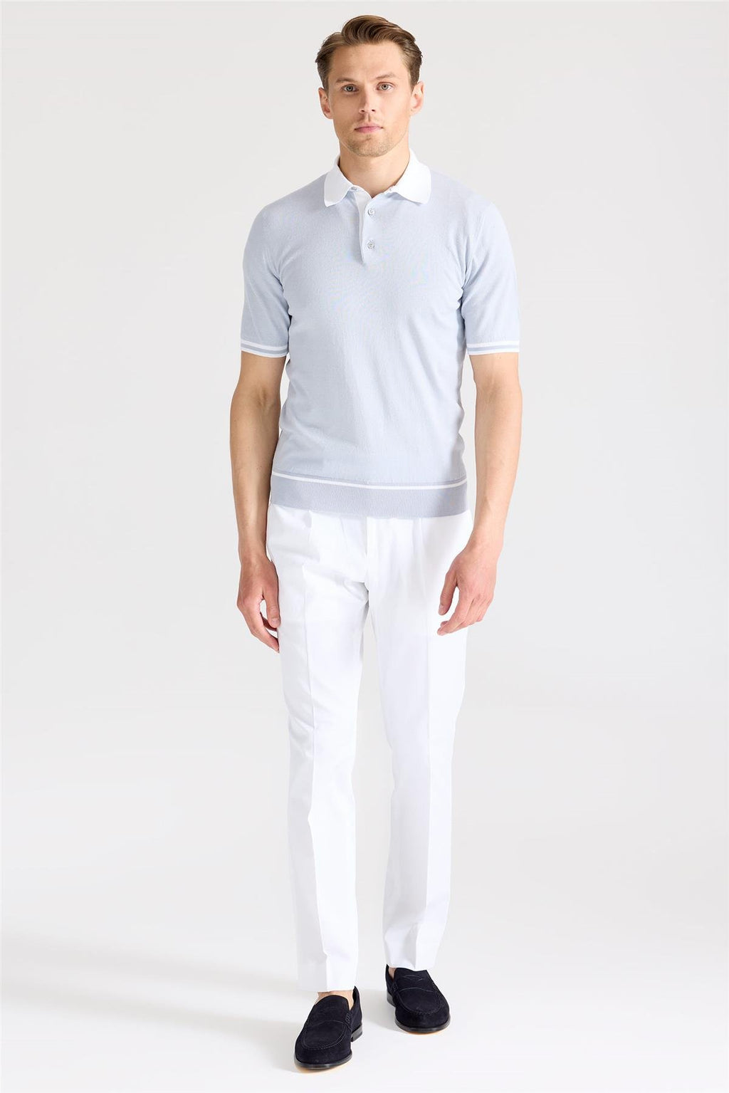 Mavi Polo Yaka Pamuk Triko - Image 3