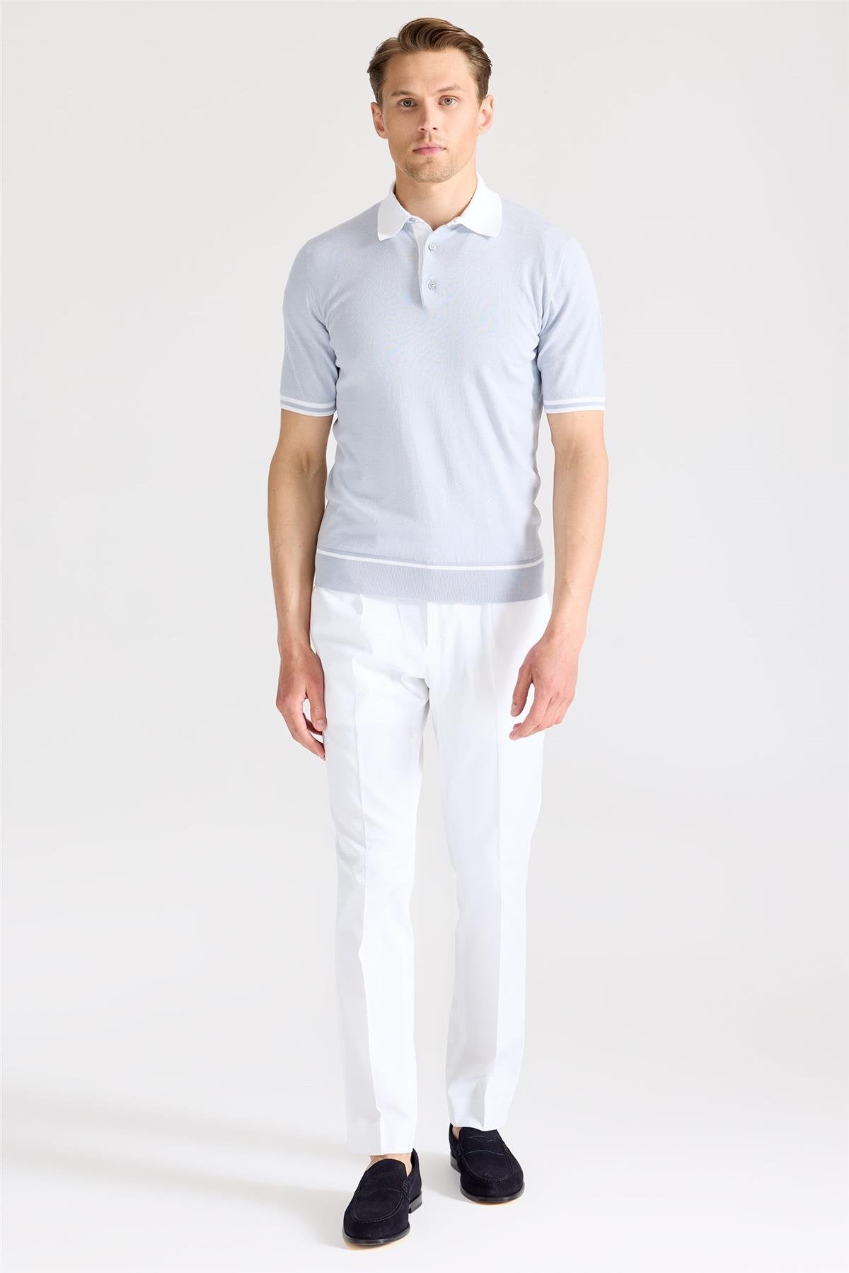 Mavi Polo Yaka Pamuk Triko - Image 3