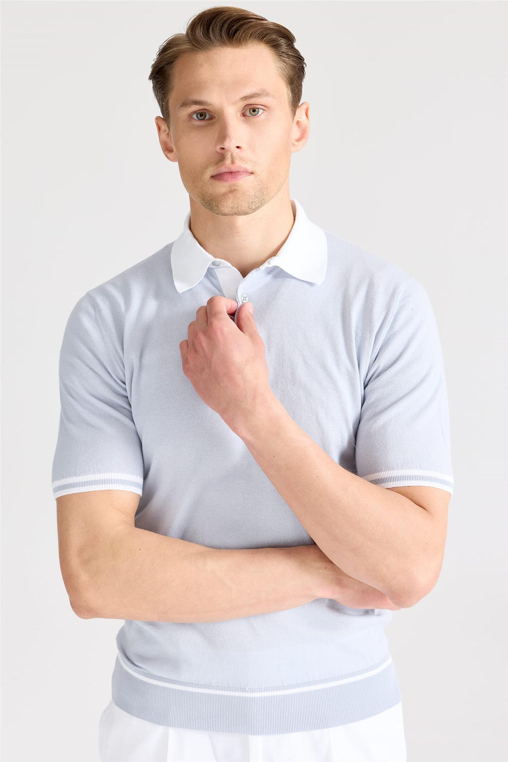 Mavi Polo Yaka Pamuk Triko - Image 5