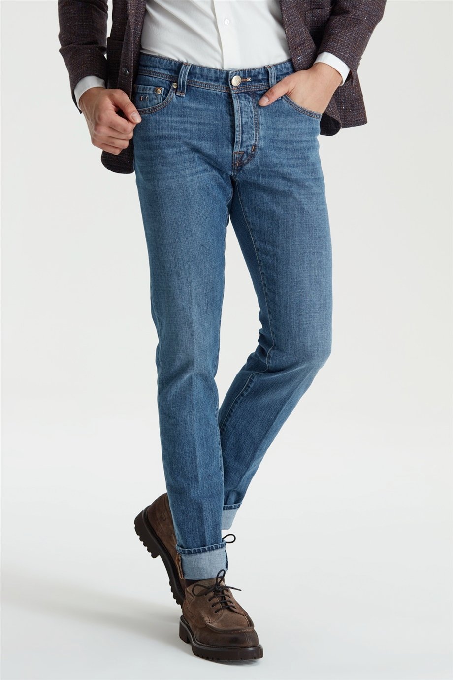 Mavi Renk Taşlamalı Leonardo Denim Pantolon