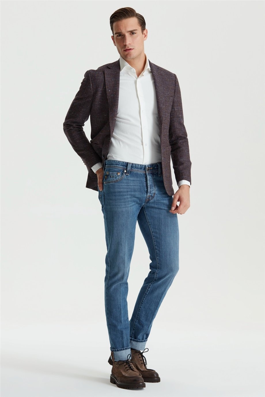 Mavi Renk Taşlamalı Leonardo Denim Pantolon