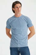 Mavi Sıfır Yaka Teknik Kumaş T-shirt