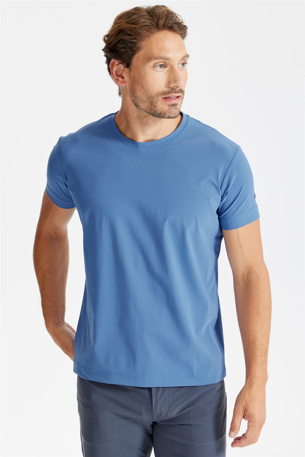 Mavi Sıfır Yaka Teknik T-Shirt - 2