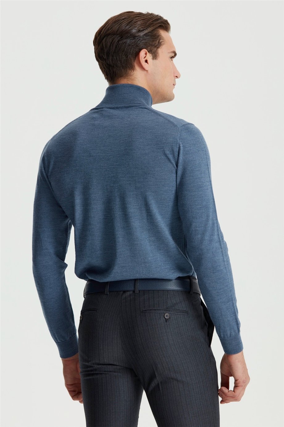 Mavi Tam Balıkçı Yün Triko - Image 2