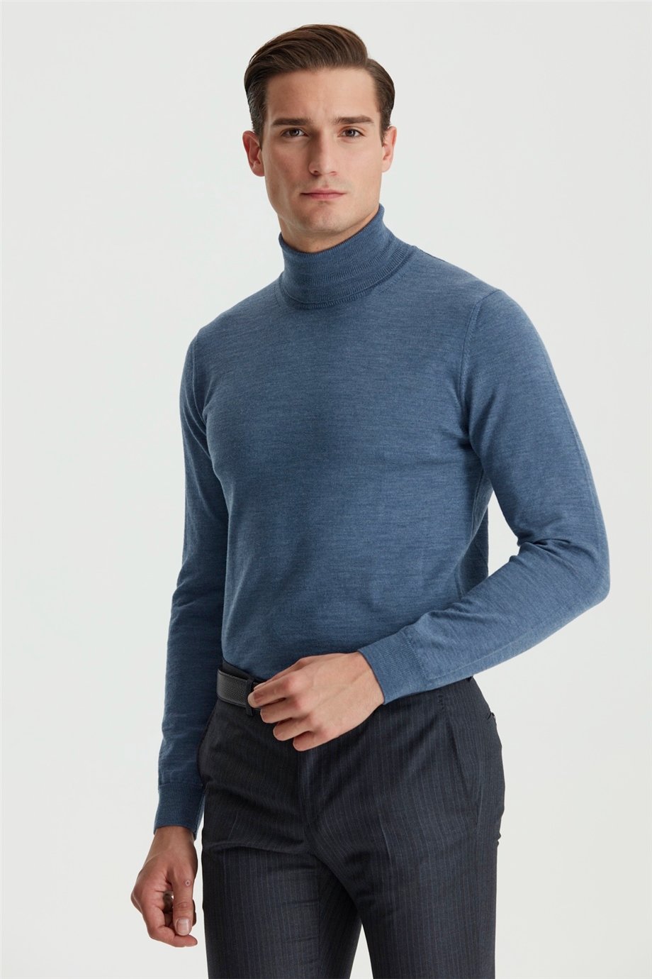 Mavi Tam Balıkçı Yün Triko - Image 3